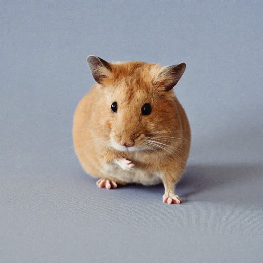 A hamster sitting upright